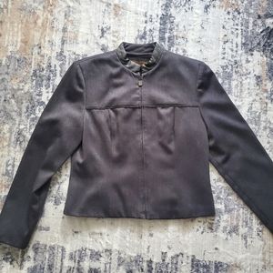 Donna Ricco Grey and Black Women's Blazer w/ faux Snakeskin trim Size 10